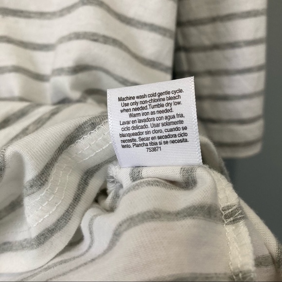 St. John’s Bay White & Grey Striped Keyhole Collar 3/4 Sleeve Top BNWT Size L - Picture 7 of 9